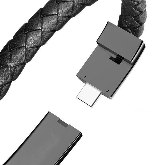 Mens leather bracelet with USB-C drive. - Picture 2 of 3